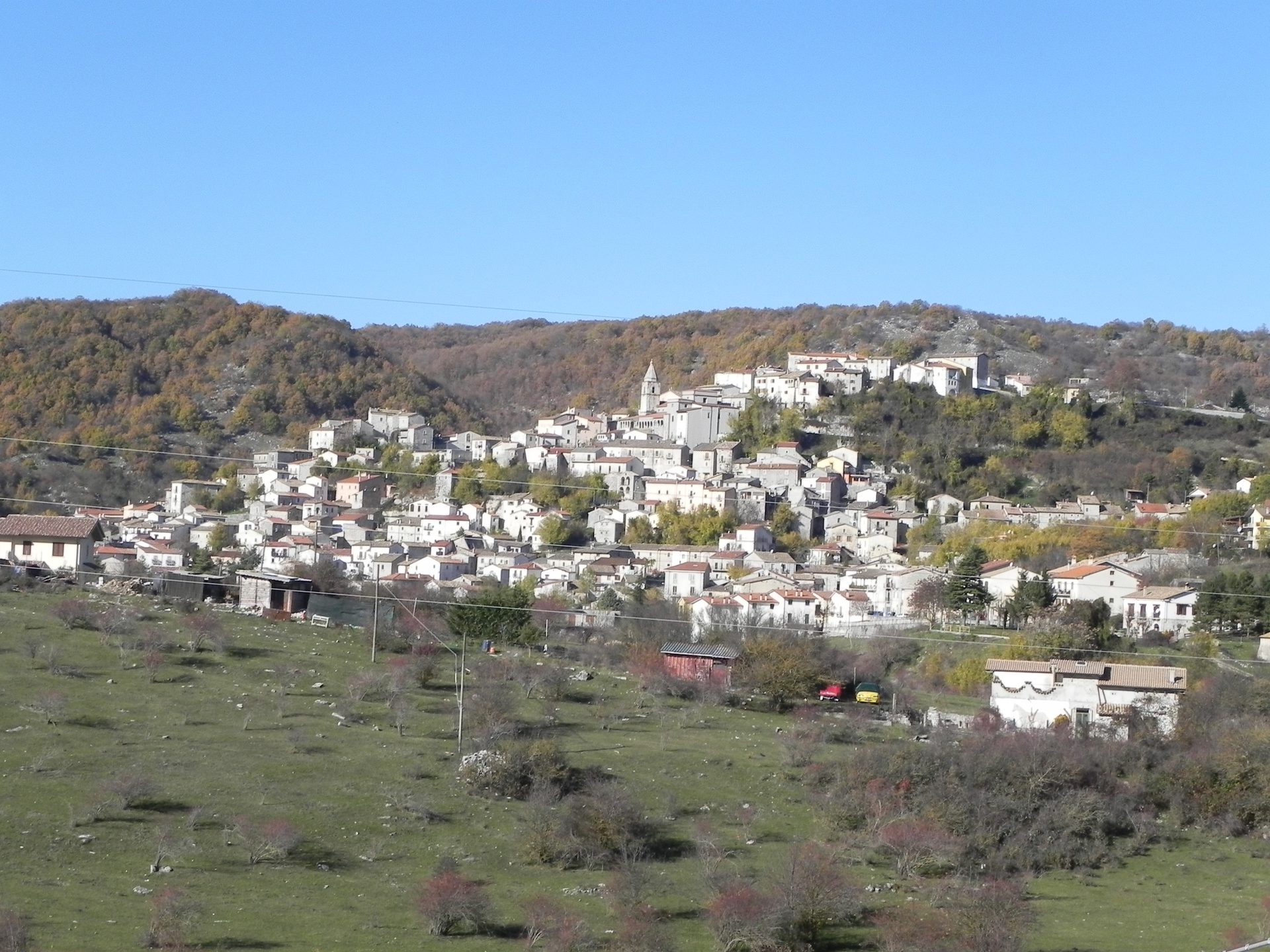 Montenero Val Cocchiara on its hillside in Molise, photographed in autumn 2011